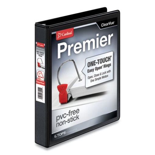 Picture of Premier Easy Open Clearvue Locking Slant-D Ring Binder, 3 Rings, 1" Capacity, 11 X 8.5, Black