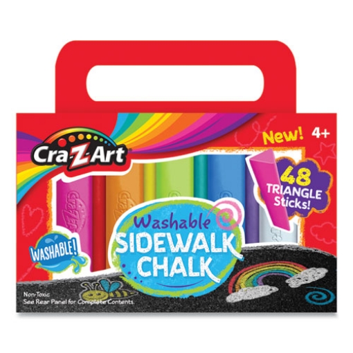 Picture of Washable Sidewalk Chalk, Triangle Shaped, 12.63", 48 Assorted Bright Colors, 48 Sticks/Set