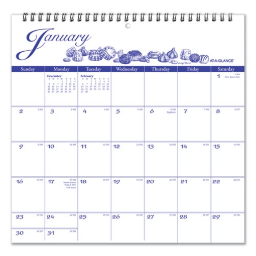 Picture of Illustrator's Edition Wall Calendar, Victorian Illustrations Artwork, 12 x 12, White/Blue Sheets, 12-Month (Jan to Dec): 2024