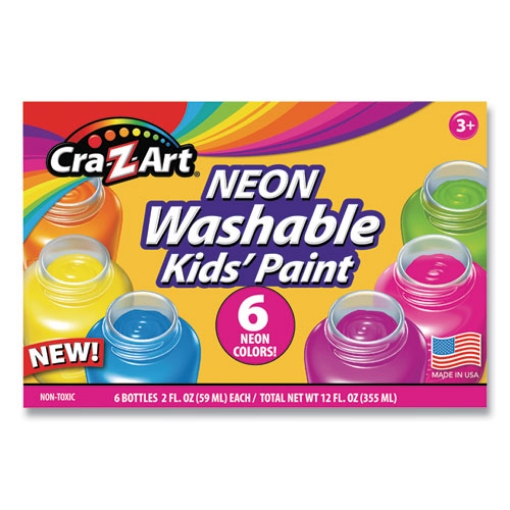 Picture of Neon Washable Kids' Paint, 6 Assorted Neon Colors, 2 Oz Bottle, 6/pack