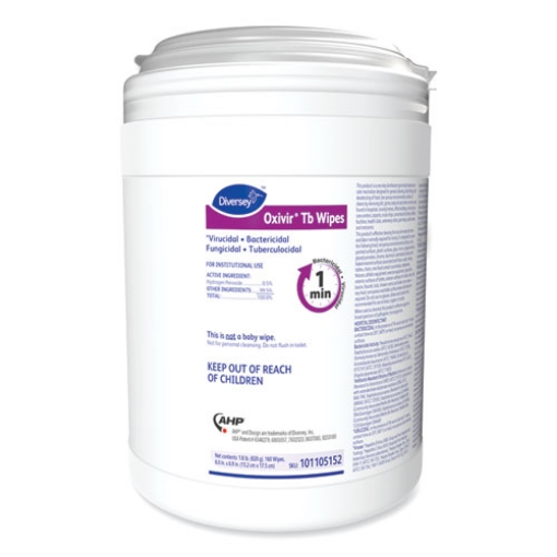 Picture of Oxivir TB Disinfectant Wipes, 6 x 6.9, Characteristic Scent, White, 160/Canister, 4 Canisters/Carton