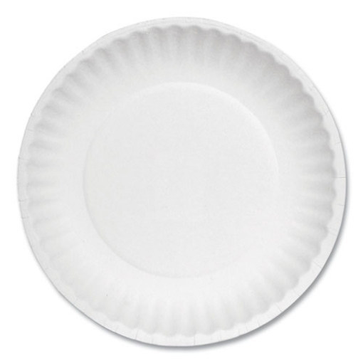 Picture of White Paper Plates, 6" Dia, 100/pack, 10 Packs/carton