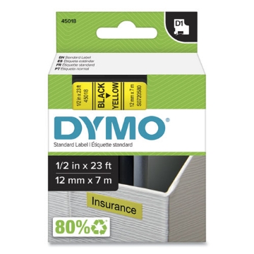 Picture of D1 High-Performance Polyester Removable Label Tape, 0.5" X 23 Ft, Yellow