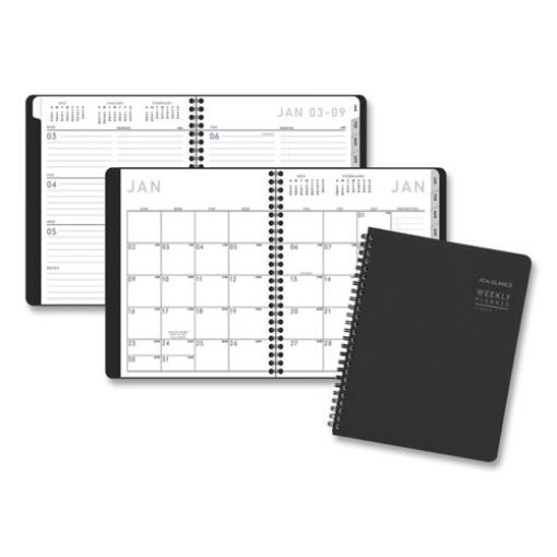 Picture of Contemporary Lite Weekly/Monthly Planner, 8.75 x 7, Black Simulated Leather Cover, 12-Month (Jan to Dec): 2024