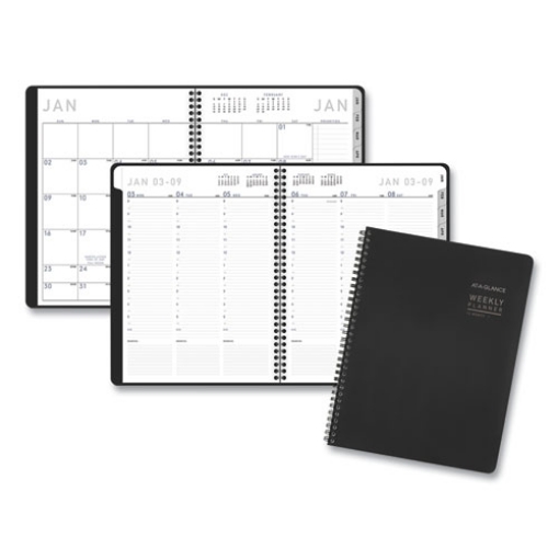 Picture of Contemporary Lite Weekly/Monthly Planner, 11 x 8.25, Black Simulated Leather Cover, 12-Month (Jan to Dec): 2024