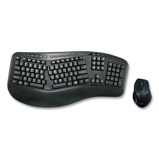 Picture of Wkb1500gb Wireless Ergonomic Keyboard And Mouse, 2.4 Ghz Frequency/30 Ft Wireless Range, Black