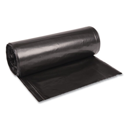 Picture of Recycled Low-Density Polyethylene Can Liners, 60 gal, 1.6 mil, 38" x 58", Black, 10 Bags/Roll, 10 Rolls/Carton