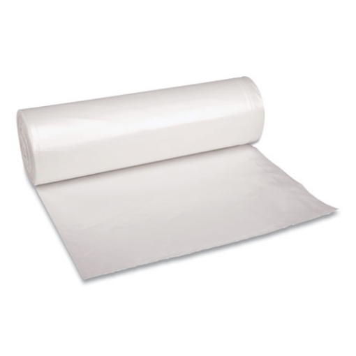 Picture of Recycled Low-Density Polyethylene Can Liners, 60 gal, 1.4 mil, 38" x 58", Clear, 10 Bags/Roll, 10 Rolls/Carton