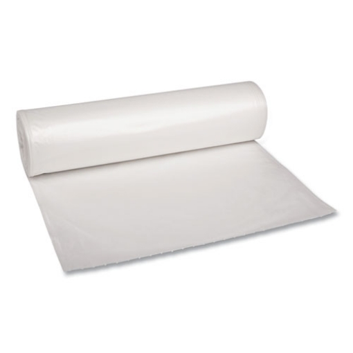 Picture of Recycled Low-Density Polyethylene Can Liners, 60 gal, 1.1 mil, 38" x 58", Clear, 10 Bags/Roll, 10 Rolls/Carton