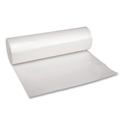 Picture of Recycled Low-Density Polyethylene Can Liners, 45 gal, 1.4 mil, 40" x 46", Clear, 10 Bags/Roll, 10 Rolls/Carton