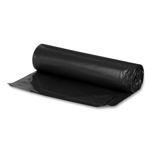 Picture of recycled low-density polyethylene can liners for slim jim containers, 23 gal, 1mil, 28 x 45, black, 15 bags/roll, 10 rolls/ct