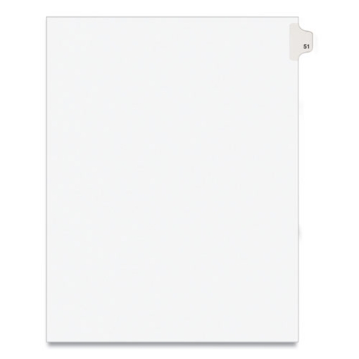 Picture of Preprinted Legal Exhibit Side Tab Index Dividers, Avery Style, 10-Tab, 51, 11 X 8.5, White, 25/pack, (1051)