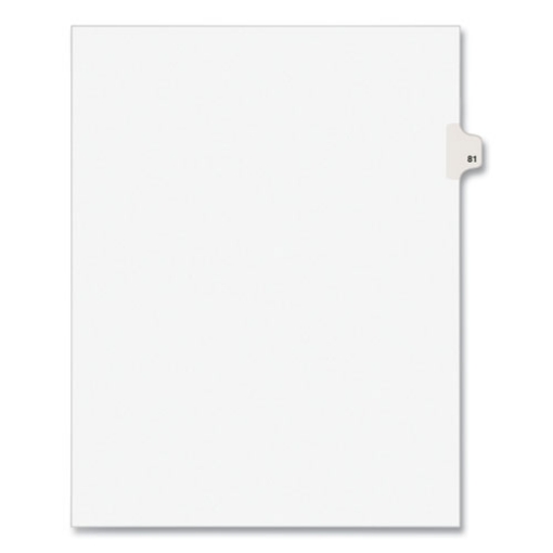 Picture of Preprinted Legal Exhibit Side Tab Index Dividers, Avery Style, 10-Tab, 81, 11 X 8.5, White, 25/pack, (1081)