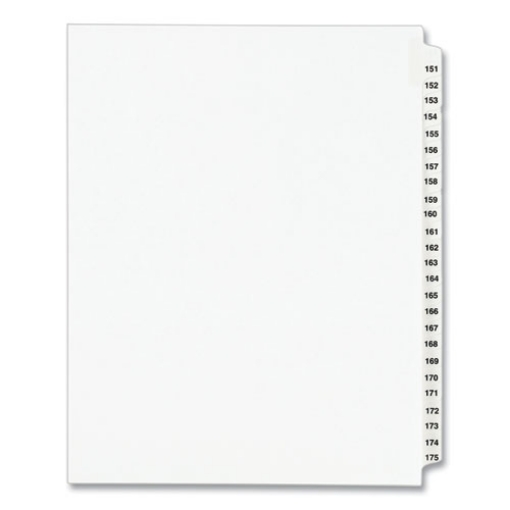 Picture of Preprinted Legal Exhibit Side Tab Index Dividers, Avery Style, 25-Tab, 151 To 175, 11 X 8.5, White, 1 Set, (1336)