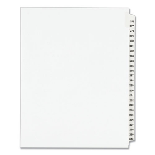 Picture of Preprinted Legal Exhibit Side Tab Index Dividers, Avery Style, 25-Tab, 276 To 300, 11 X 8.5, White, 1 Set, (1341)