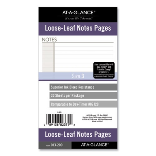 Picture of Lined Notes Pages For Planners/organizers, 6.75 X 3.75, White Sheets, Undated