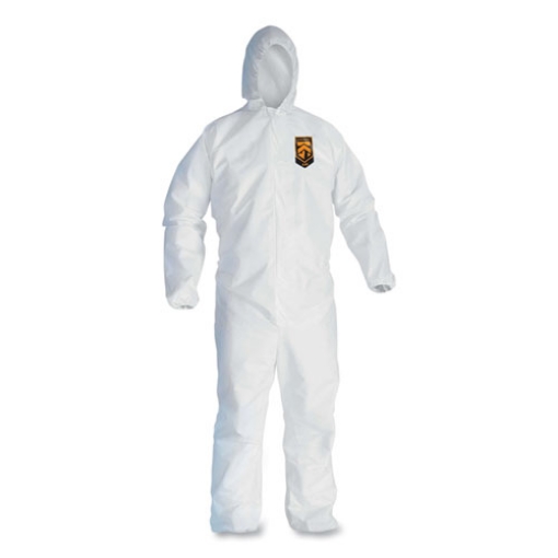 Picture of A45 Liquid/particle Protection Surface Prep/paint Coverall, Zipper Front, Elastic Wrist/ankle/hood, 3xl, White, 25/carton