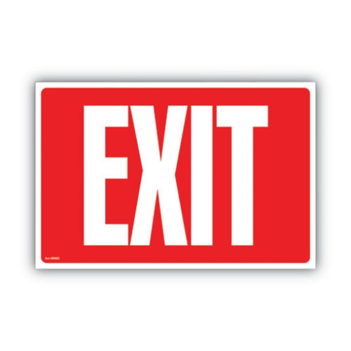 Picture of Glow-In-The-Dark Safety Sign, Exit, 12 X 8, Red