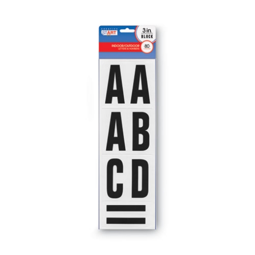 Picture of Letters, Numbers and Symbols, Self Adhesive, Black, 3"h, 64 Characters