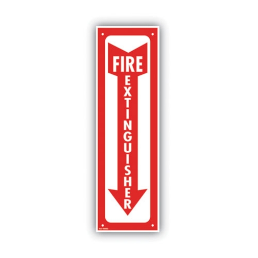 Picture of Glow-In-The-Dark Safety Sign, Fire Extinguisher, 4 X 13, Red