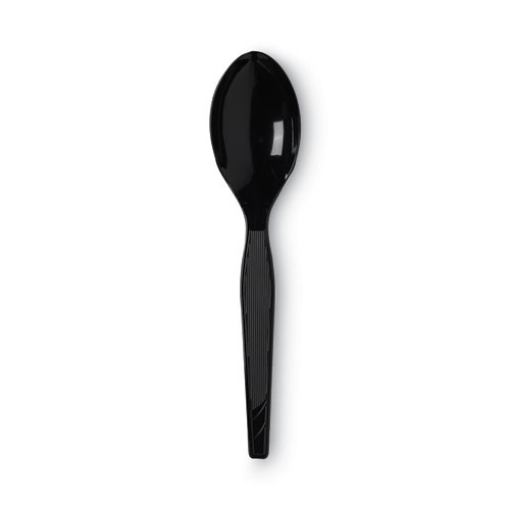 Picture of Plastic Cutlery, Heavy Mediumweight Teaspoons, Black, 1,000/carton