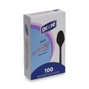 Picture of Plastic Cutlery, Heavy Mediumweight Teaspoons, Black, 100/box