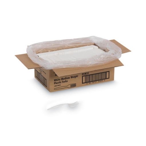 Picture of Plastic Cutlery, Mediumweight Forks, White, 1,000/carton