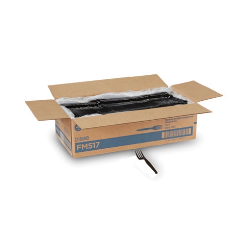 Picture of Plastic Cutlery, Heavy Mediumweight Forks, Black, 1,000/carton