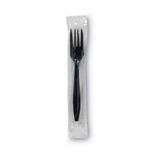 Picture of Individually Wrapped Heavyweight Forks, Polypropylene, Black, 1,000/carton