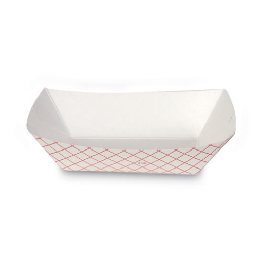 Picture of Kant Leek Polycoated Paper Food Tray, 1 Lb Capacity, 6.25 X 4.7 X 1.6, Red Plaid, 1,000/carton