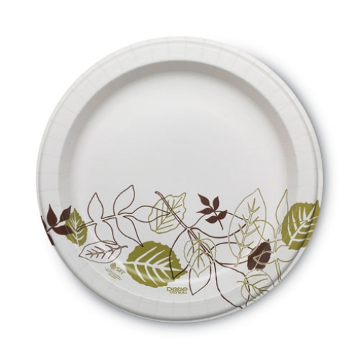 Picture of Pathways Soak Proof Shield Heavyweight Paper Plates, 10.13" Dia, Green/burgundy, 125/pack