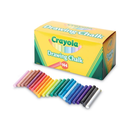 Picture of Colored Drawing Chalk, 3.19" x 0.38" Diameter, Six Each of 24 Assorted Colors, 144 Sticks/Set