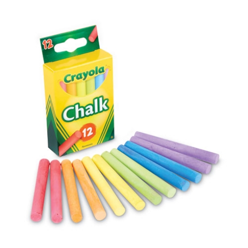 Picture of Chalk, 3" x 0.38" Diameter, 6 Assorted Colors, 12 Sticks/Box