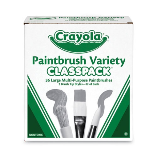 Picture of Large Variety Paint Brush Classpack, Natural; Nylon Bristles, Flat; Round Profiles, 36/set