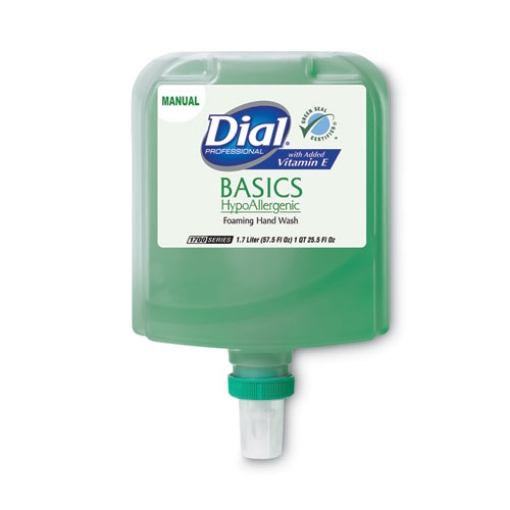 Picture of Basics Hypoallergenic Foaming Hand Wash Refill For Dial 1700 Dispenser, Honeysuckle, With Vitamin E, 1.7 L, 3/carton