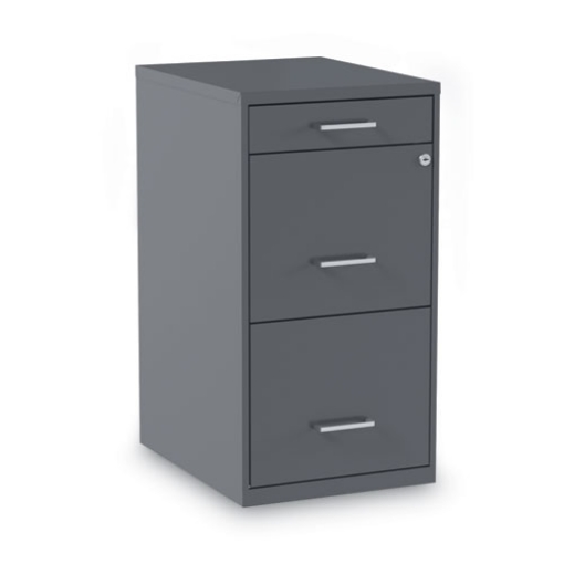 Picture of Soho Vertical File Cabinet, 3 Drawers: Pencil/file/file, Letter, Charcoal, 14" X 18" X 26.9"