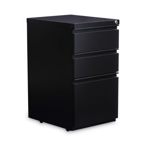 Picture of File Pedestal With Full-Length Pull, Left Or Right, 3-Drawers: Box/box/file, Legal/letter, Black, 14.96" X 19.29" X 27.75"