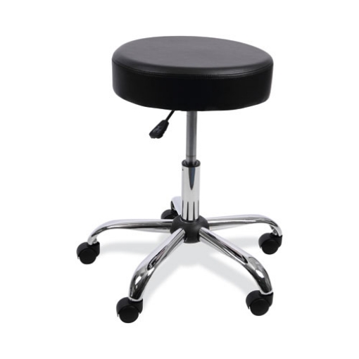 Picture of Height Adjustable Lab Stool, Backless, Supports Up To 275 Lb, 19.69" To 24.80" Seat Height, Black Seat, Chrome Base