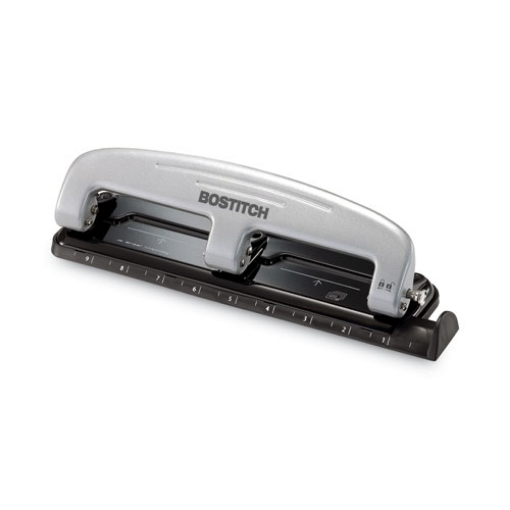 Picture of 12-Sheet Ez Squeeze Three-Hole Punch, 9/32" Holes, Black/silver