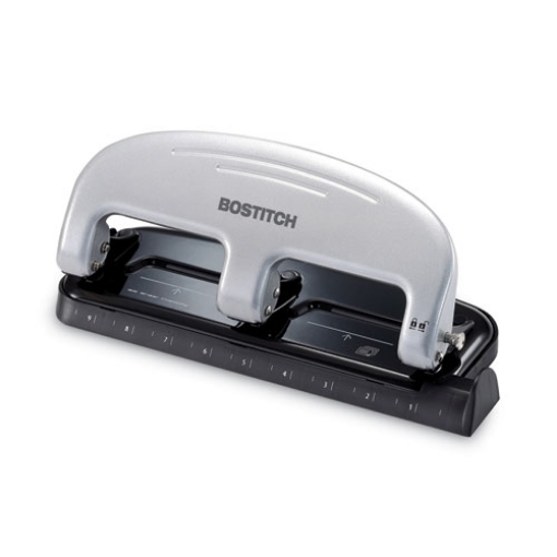 Picture of 20-Sheet Ez Squeeze Three-Hole Punch, 9/32" Holes, Black/silver