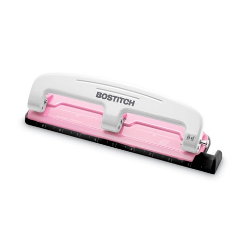 Picture of 12-Sheet Ez Squeeze Incourage Three-Hole Punch, 9/32" Holes, Pink