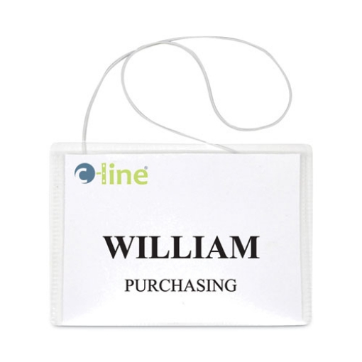 Picture of Name Badge Kits, Top Load, 4 X 3, Clear, Elastic Cord, 50/box