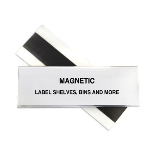 Picture of HOL-DEX Magnetic Shelf/Bin Label Holders, Side Load, 2 x 6, Clear, 10/Box