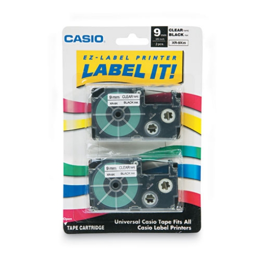 Picture of Tape Cassettes For Kl Label Makers, 0.37" X 26 Ft, Black On Clear, 2/pack