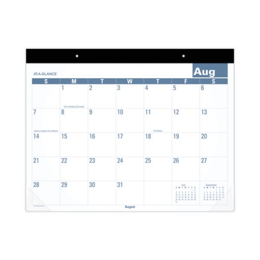 Picture of Academic Large Print Desk Pad, 21.75 x 17, White/Blue Sheets, 12 Month (July to June): 2023 to 2024