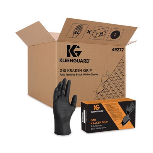 Picture of G10 Kraken Grip Nitrile Gloves, Black, Large, 1,000/Carton