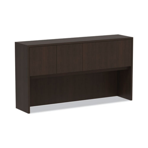 Picture of alera valencia series hutch with doors, 4 compartments, 64.75w x 15d x 35.38h, espresso