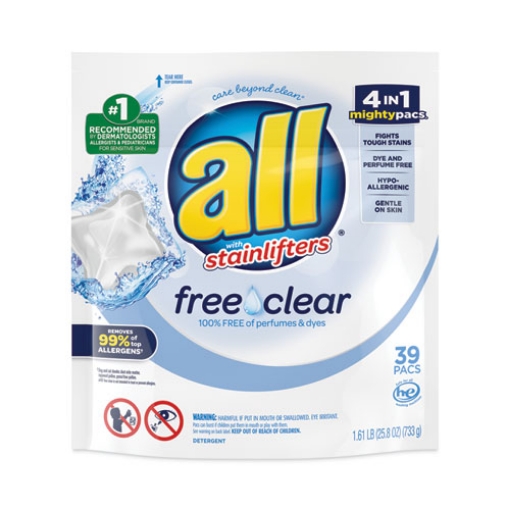 Picture of Mighty Pacs Free And Clear Super Concentrated Laundry Detergent, 39/pack, 6 Packs/carton