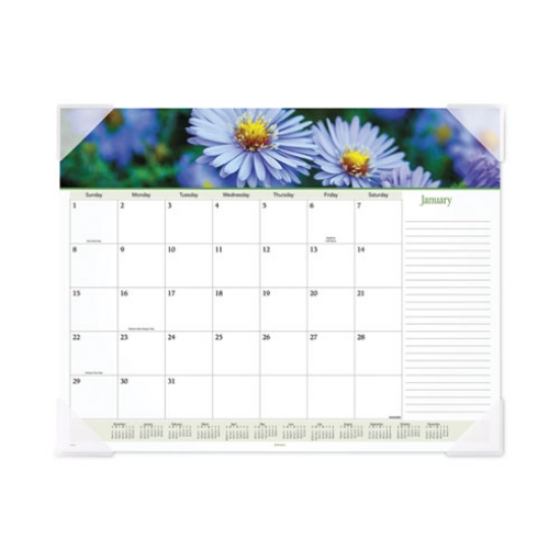 Picture of Floral Panoramic Desk Pad, Floral Photography, 22 x 17, White/Multicolor Sheets, Clear Corners, 12-Month (Jan-Dec): 2023