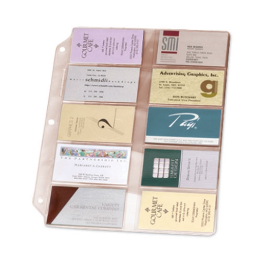 Picture of Business Card Refill Pages, For 2 X 3.5 Cards, Clear, 20 Cards/sheet, 10 Sheets/pack